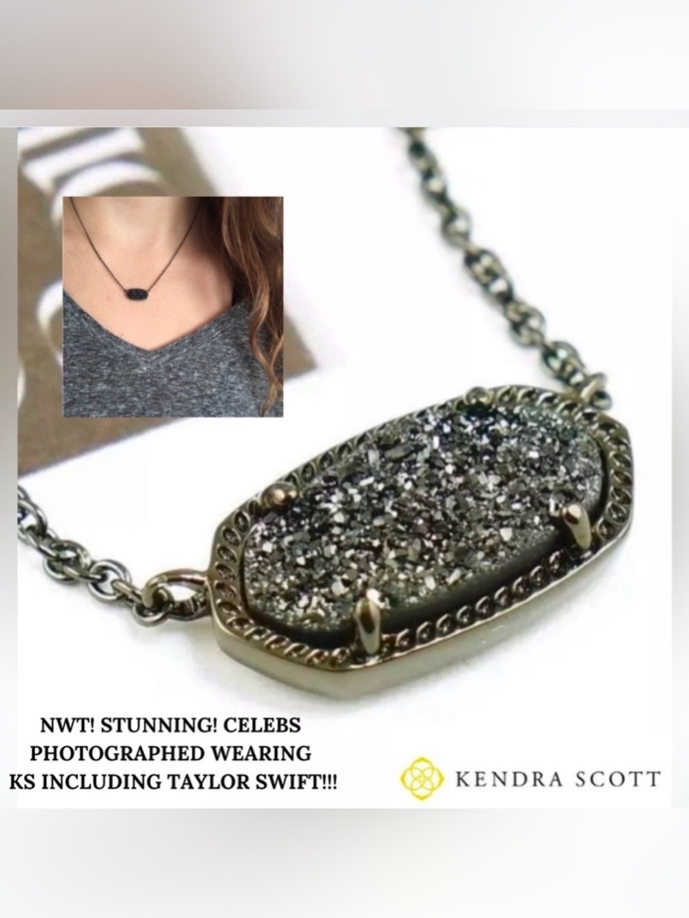 NWT! #1 BEST SELLER! KENDRA SCOTT DRUZY QUARTZ 14K PLATED! WORN BY CELEBRITIES!